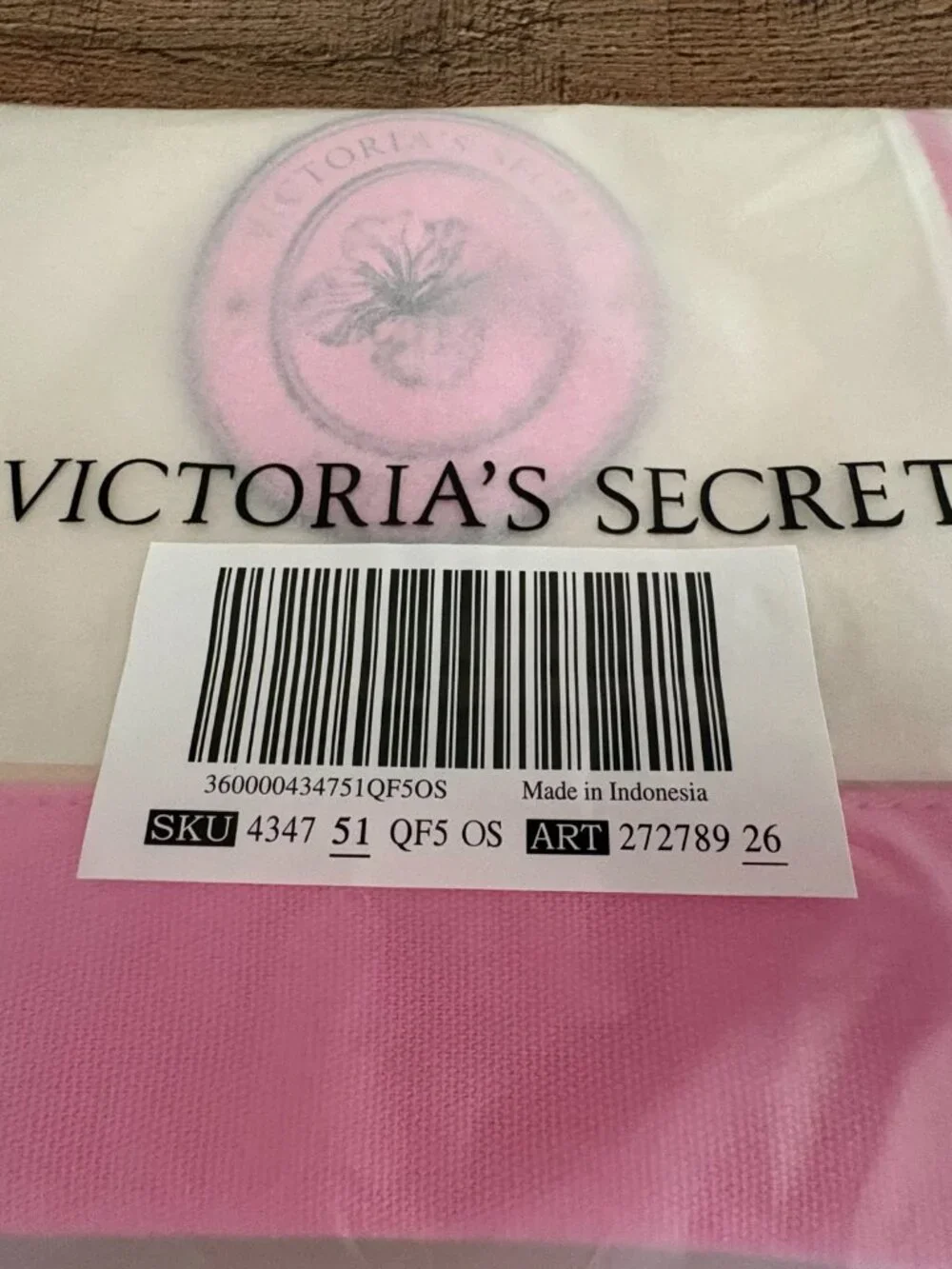 Victorias Secret Double Handle Canvas Tote 2026- Tan/White/Pink - NWT